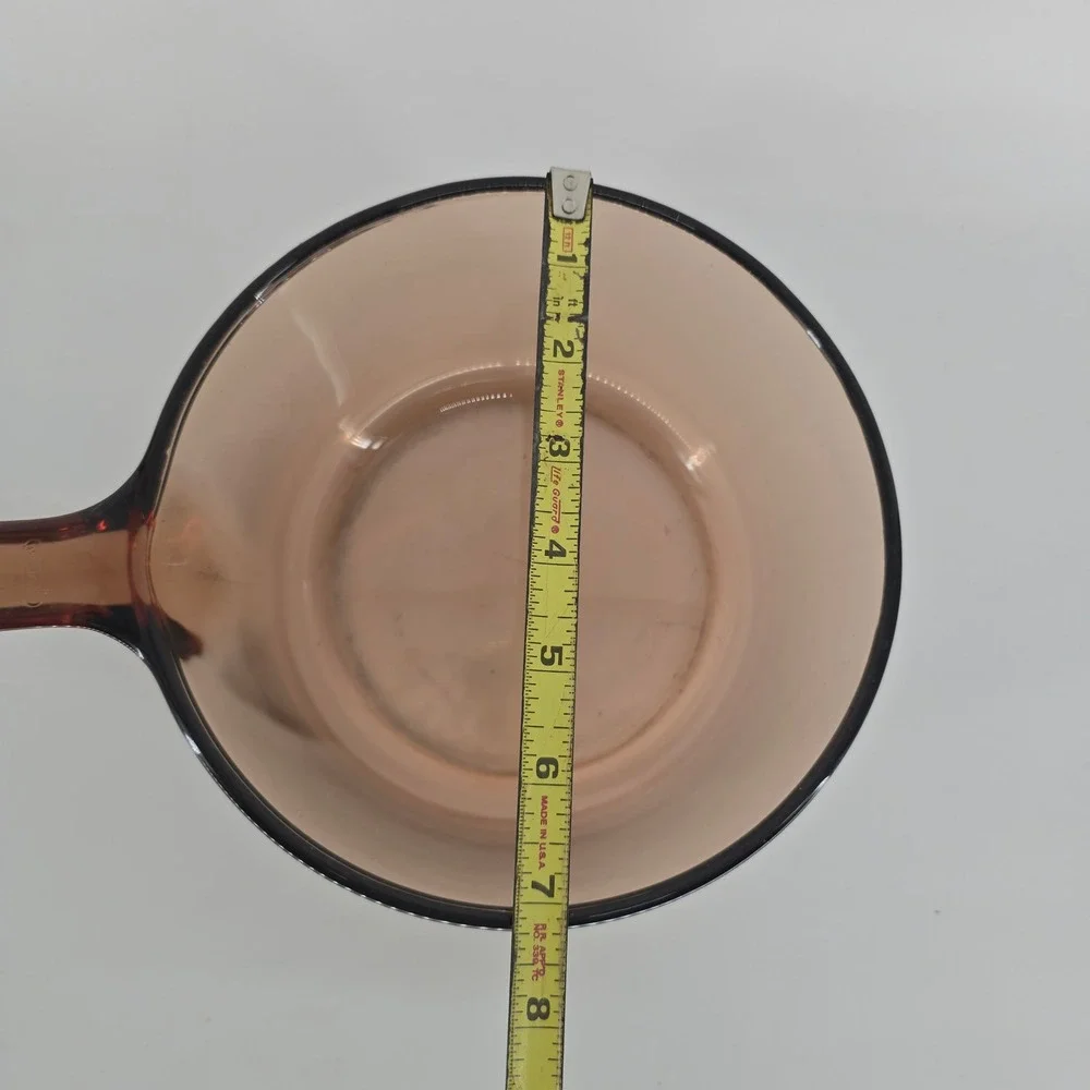 Vintage Corning Visions Amber 1.5L Glass Saucepan Brown Cookware